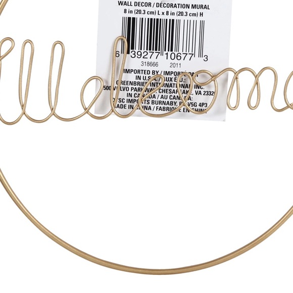 Round Gold “Welcome” Iron Wall Decor Sign, 8 in. - Picture 14 of 16